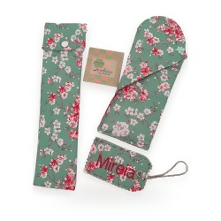 Set de funda de abanico y estuche con nombre bordado