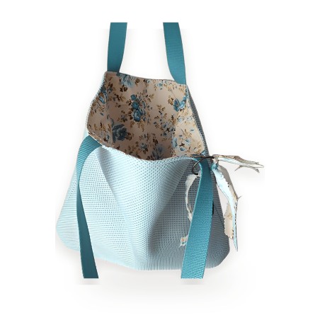 Bolso de tela con asas de cinta y forro de flores