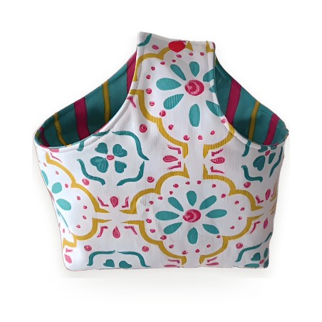Cesta de tela reversible estampado azulejo | terretabazar